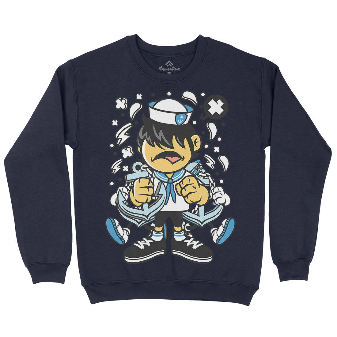 Sailor Kid Kids Crew Neck Sweatshirt Navy C214