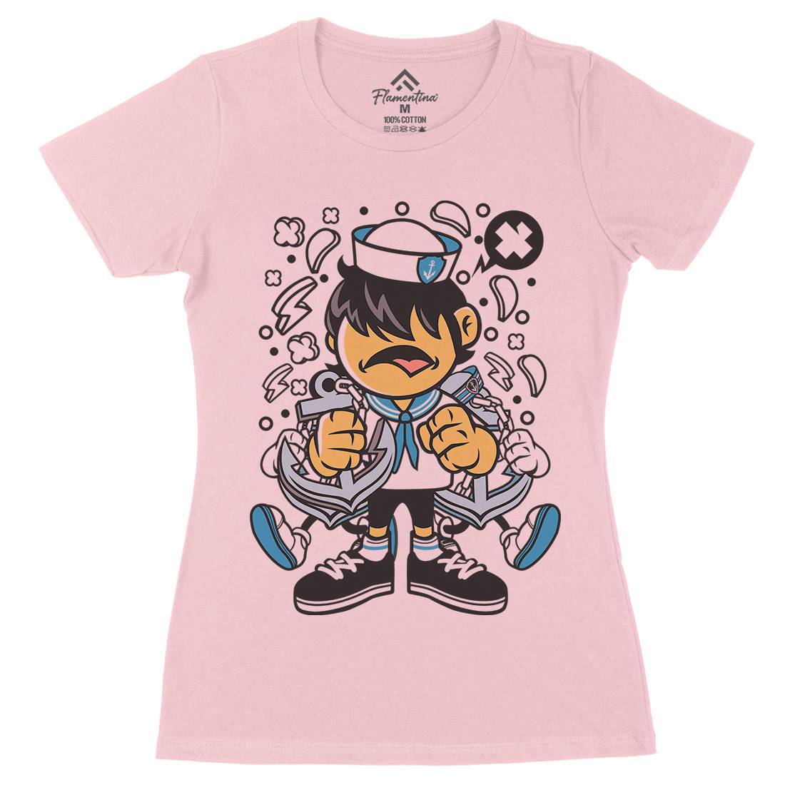 Sailor Kid Womens Organic Crew Neck T-Shirt Navy C214