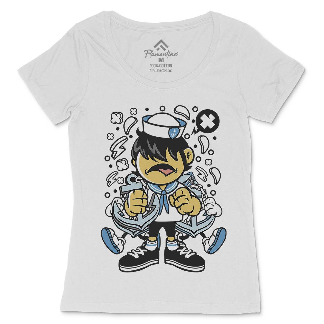 Sailor Kid Womens Scoop Neck T-Shirt Navy C214