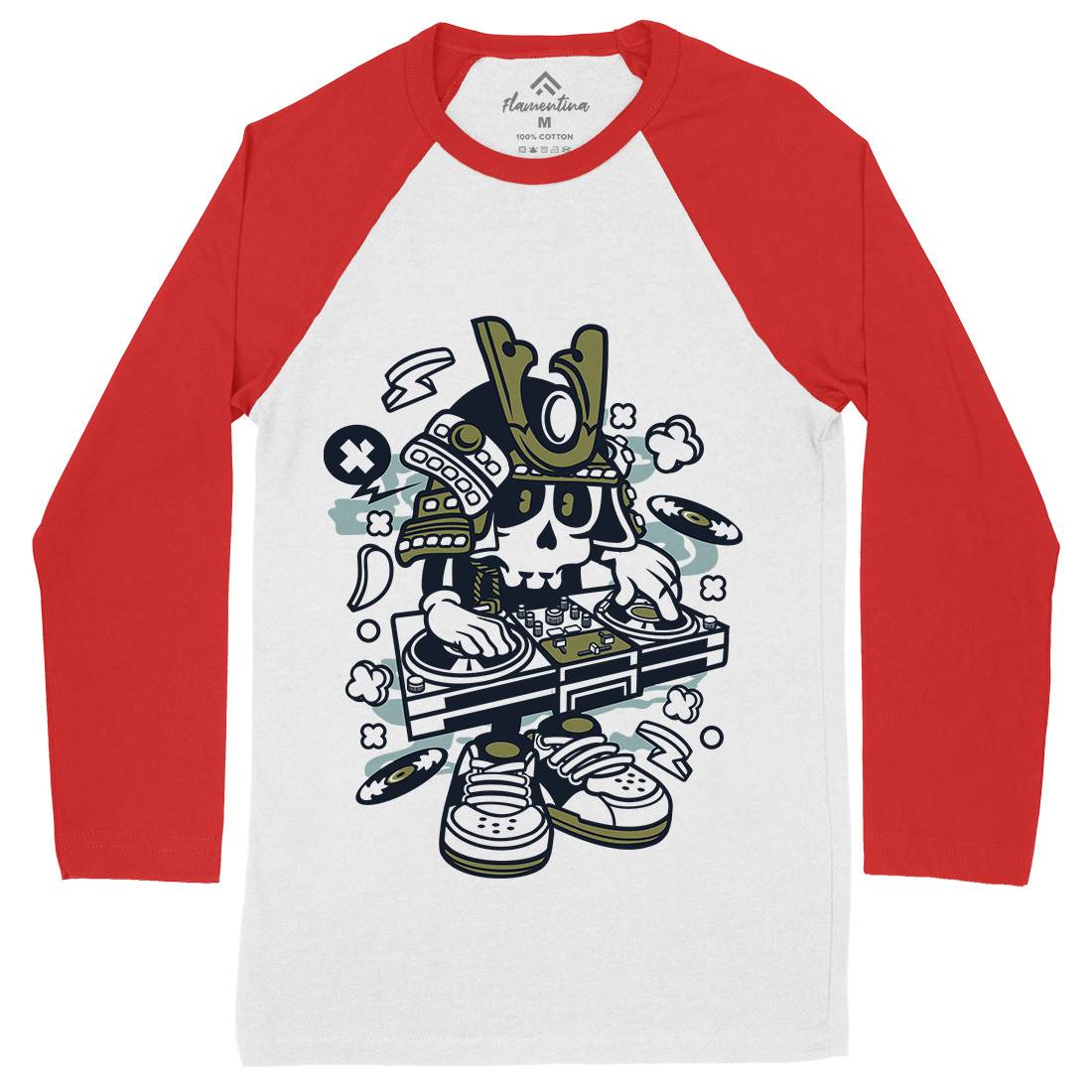 Samurai Dj Mens Long Sleeve Baseball T-Shirt Music C216
