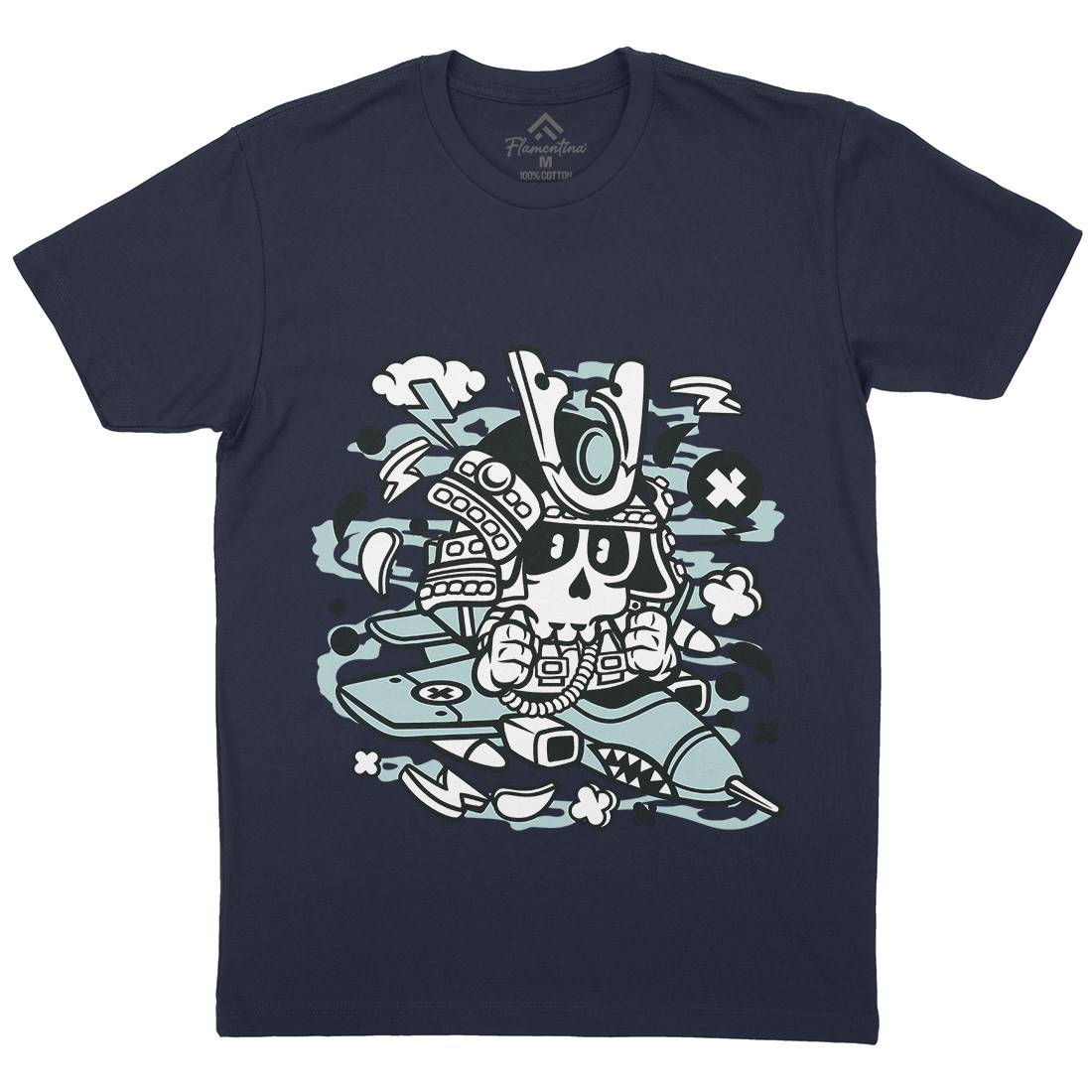 Samurai Pilot Mens Organic Crew Neck T-Shirt Asian C217