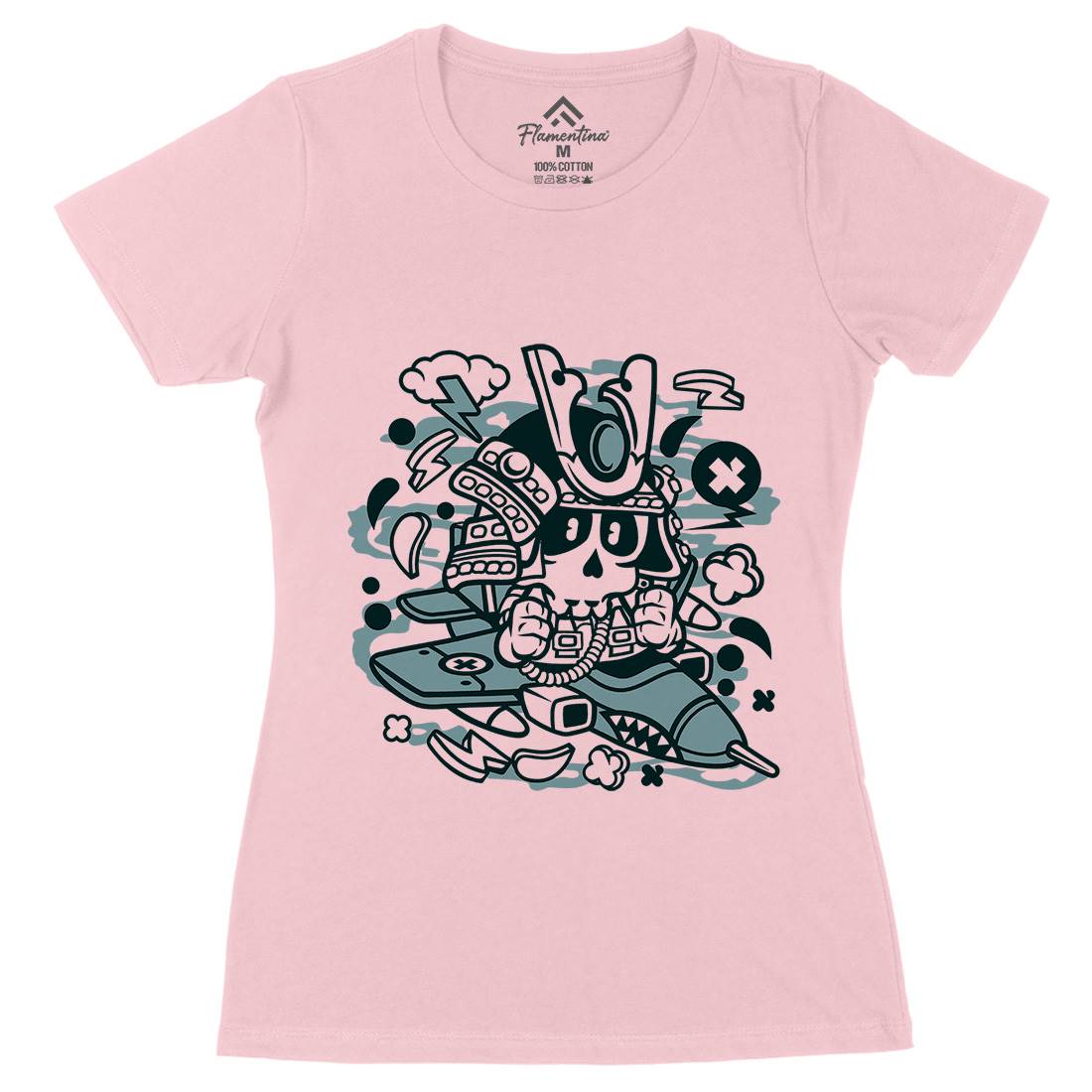 Samurai Pilot Womens Organic Crew Neck T-Shirt Asian C217