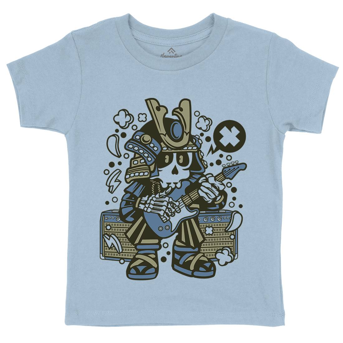 Samurai Rock Star Kids Organic Crew Neck T-Shirt Music C218