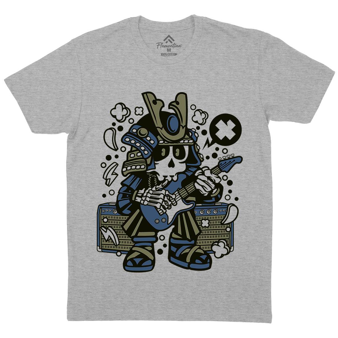 Samurai Rock Star Mens Organic Crew Neck T-Shirt Music C218