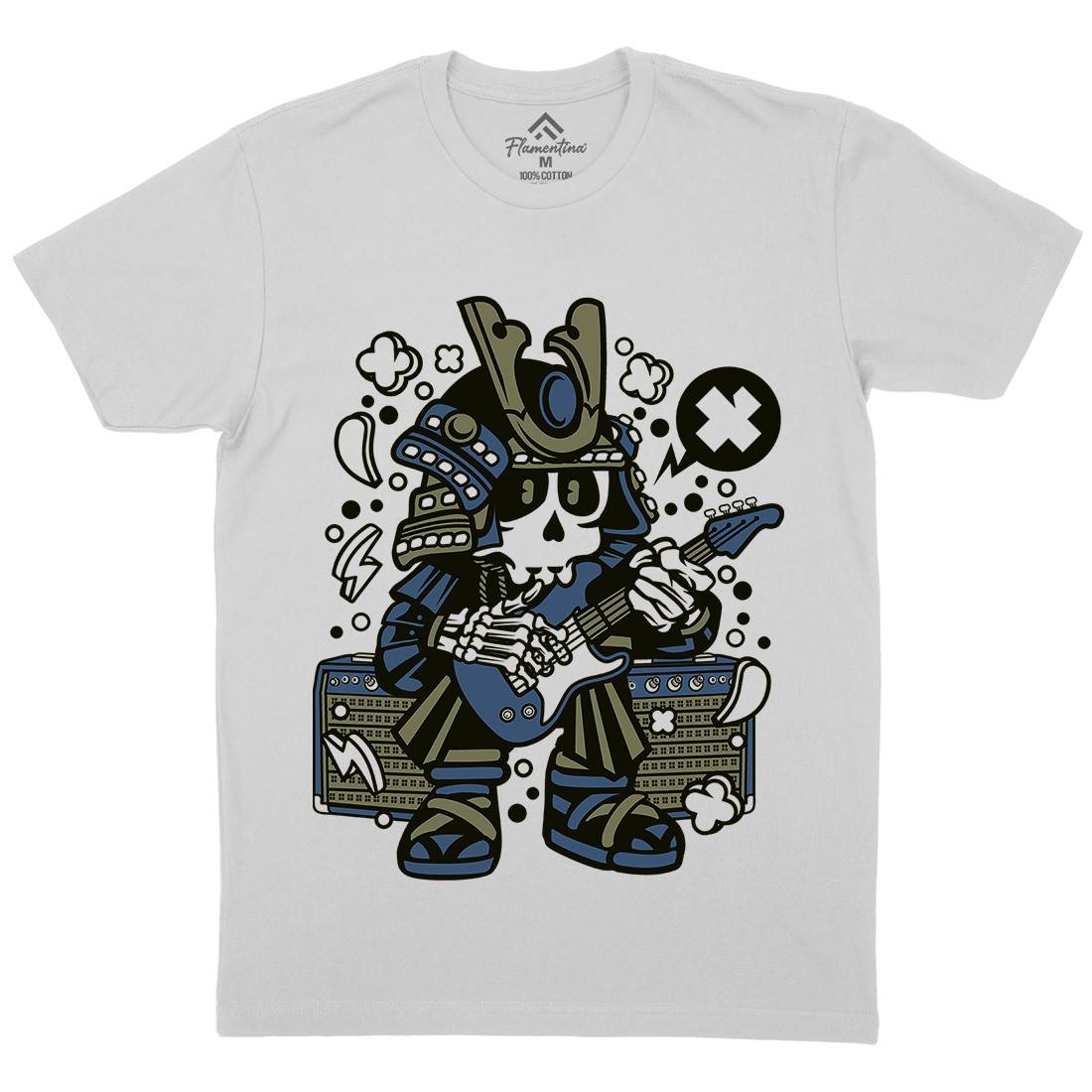 Samurai Rock Star Mens Crew Neck T-Shirt Music C218