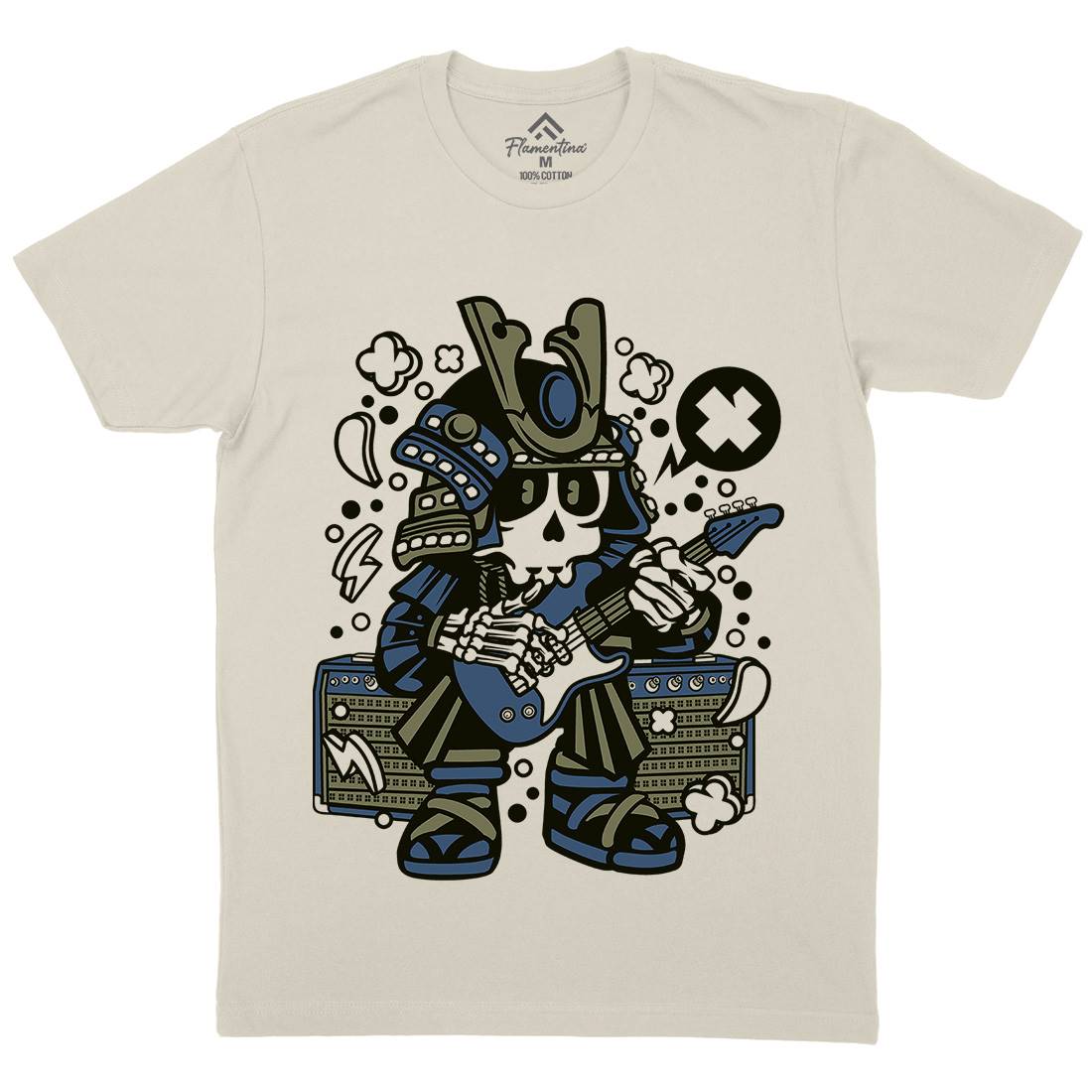 Samurai Rock Star Mens Organic Crew Neck T-Shirt Music C218