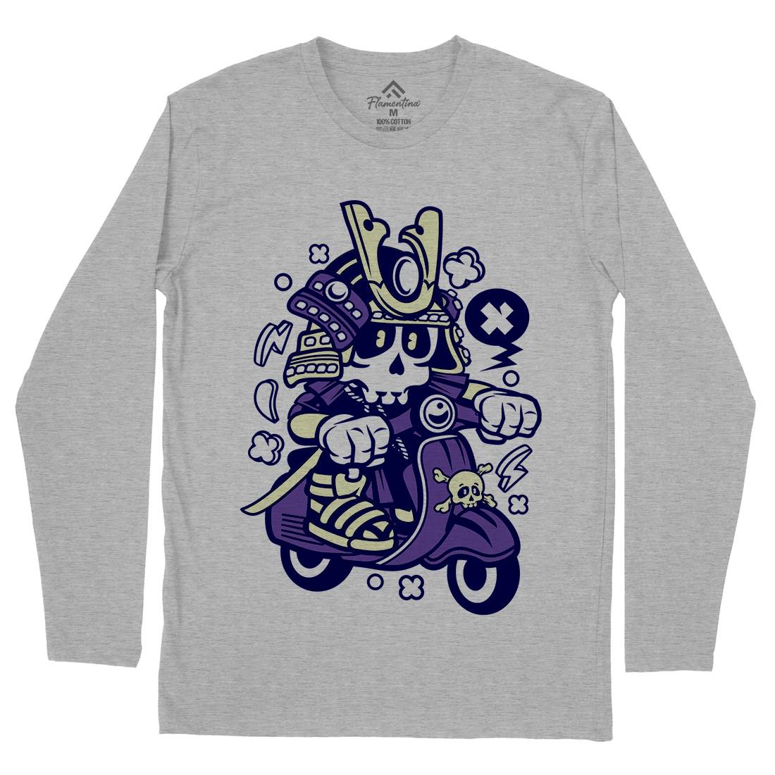 Samurai Scooter Mens Long Sleeve T-Shirt Motorcycles C219
