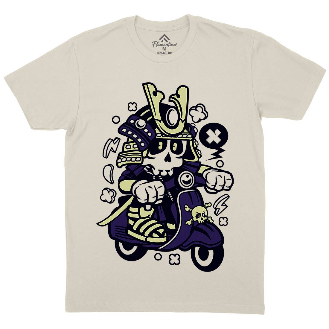 Samurai Scooter Mens Organic Crew Neck T-Shirt Motorcycles C219
