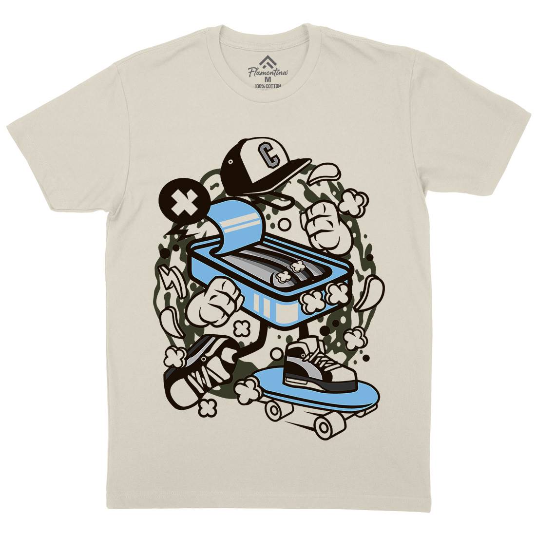 Sardine Skater Mens Organic Crew Neck T-Shirt Skate C222