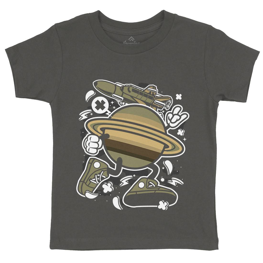 Saturn Kids Organic Crew Neck T-Shirt Space C223