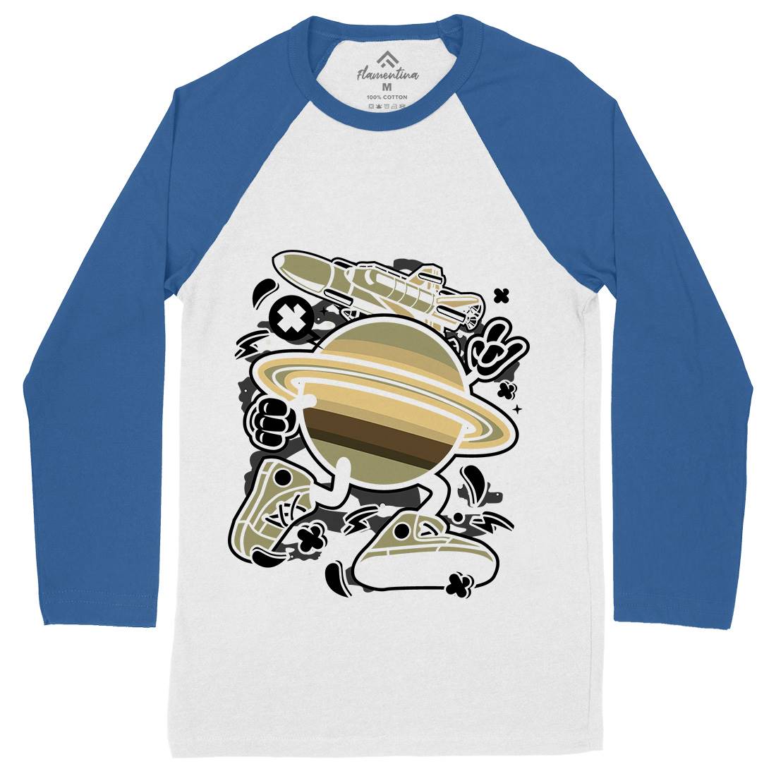 Saturn Mens Long Sleeve Baseball T-Shirt Space C223