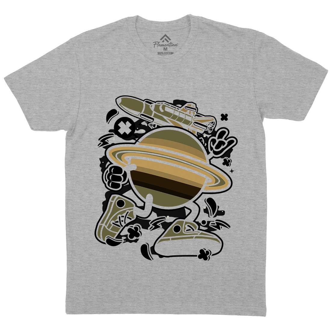 Saturn Mens Organic Crew Neck T-Shirt Space C223