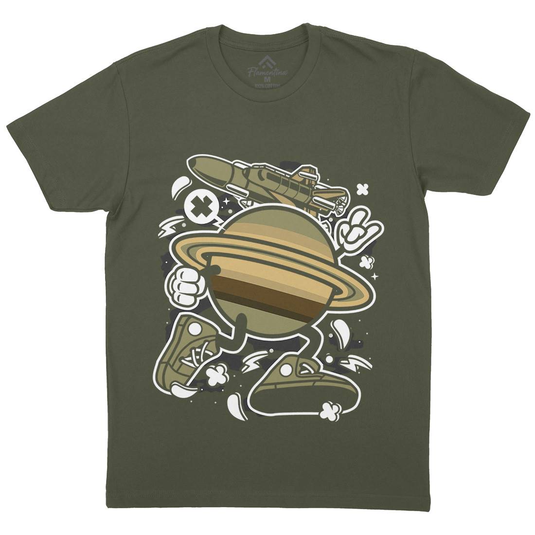 Saturn Mens Organic Crew Neck T-Shirt Space C223