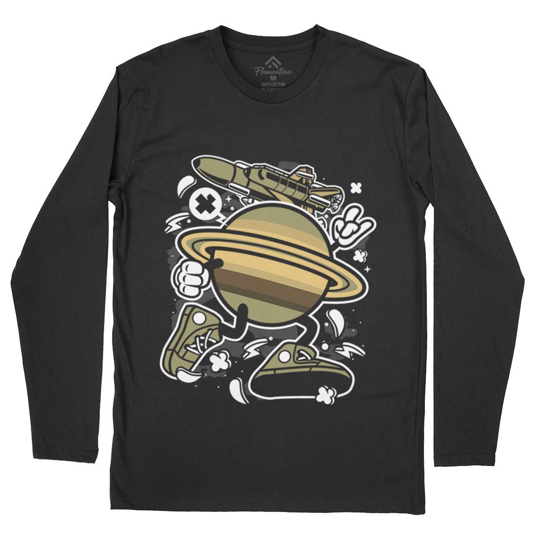 Saturn Mens Long Sleeve T-Shirt Space C223