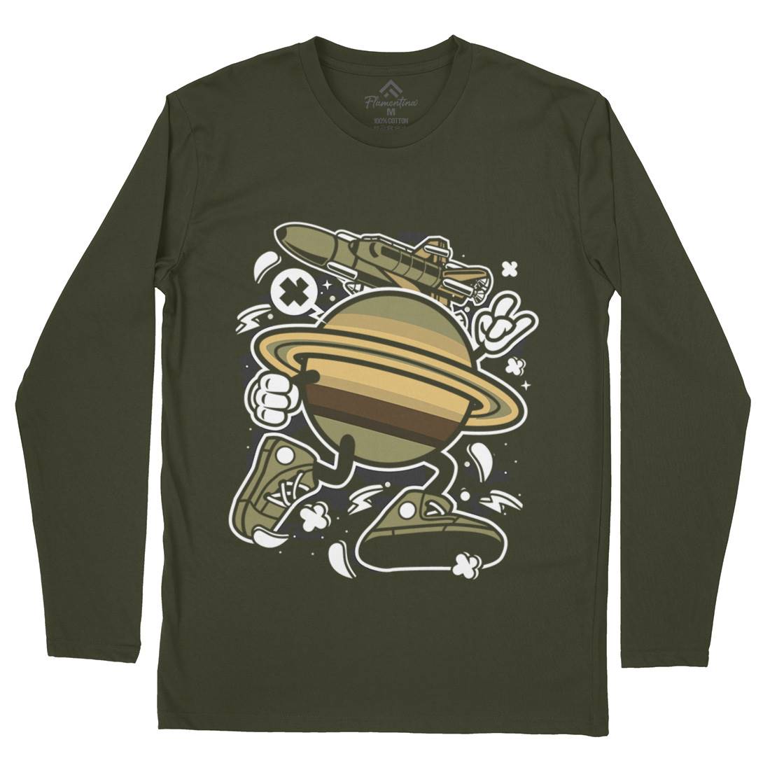 Saturn Mens Long Sleeve T-Shirt Space C223