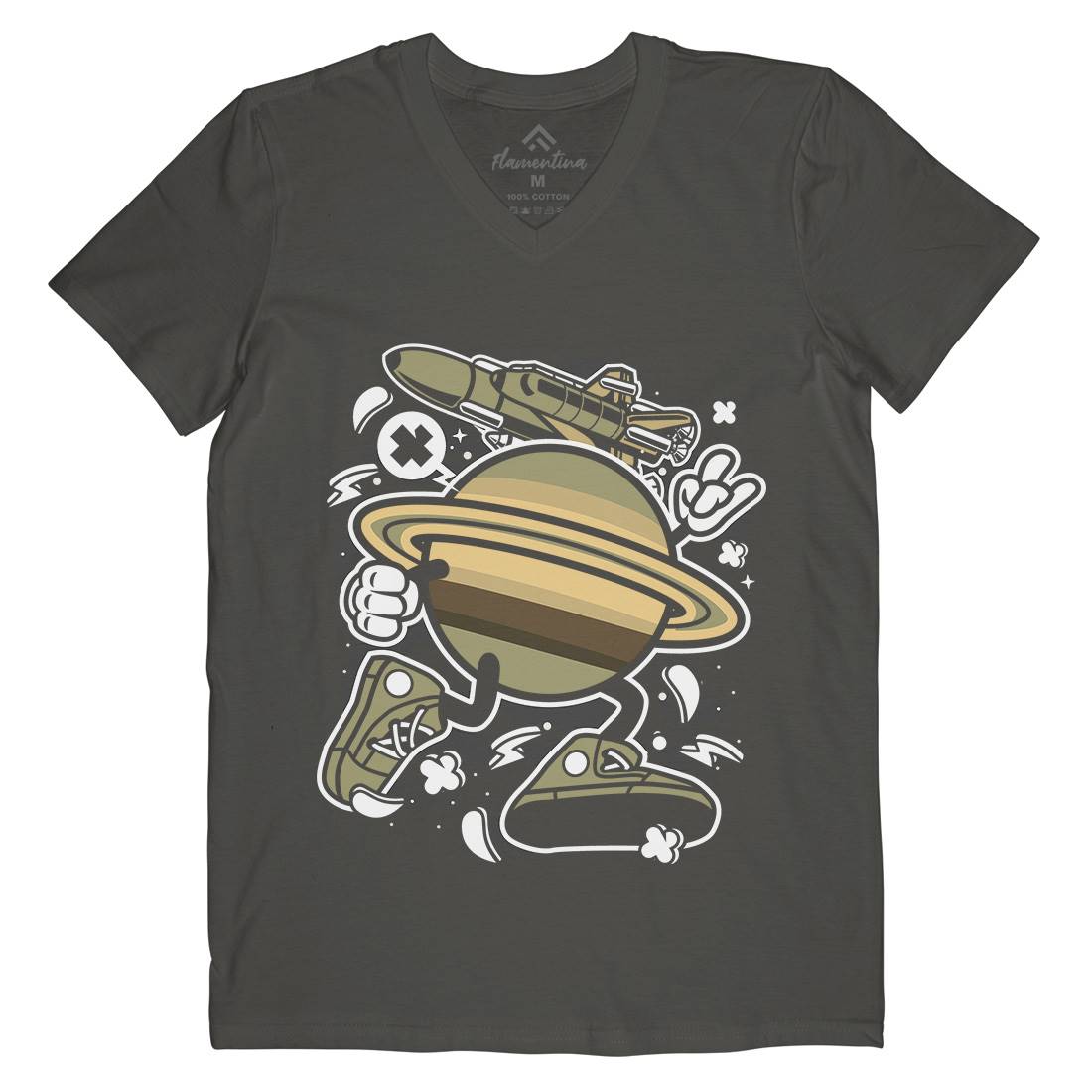 Saturn Mens V-Neck T-Shirt Space C223