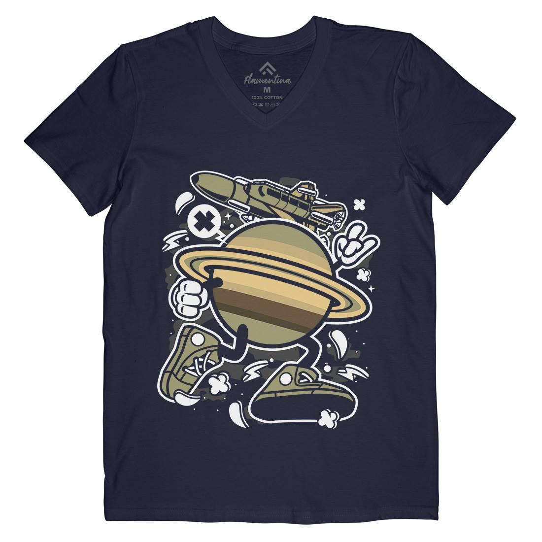 Saturn Mens V-Neck T-Shirt Space C223
