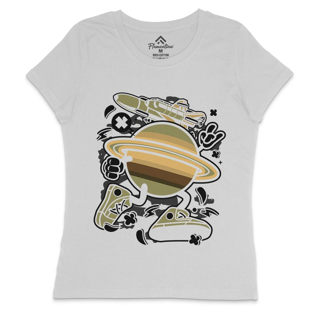Saturn Womens Crew Neck T-Shirt Space C223