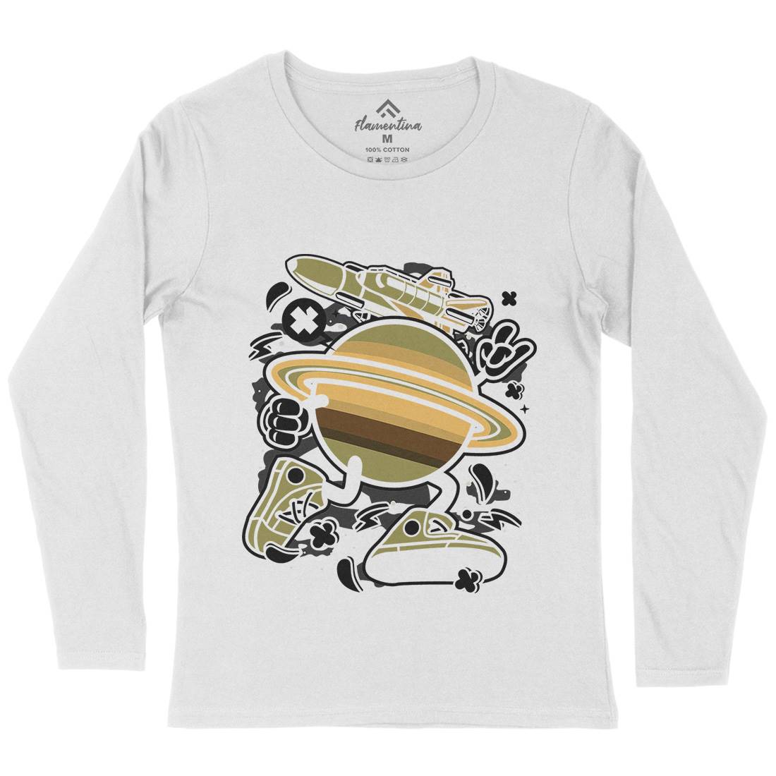 Saturn Womens Long Sleeve T-Shirt Space C223