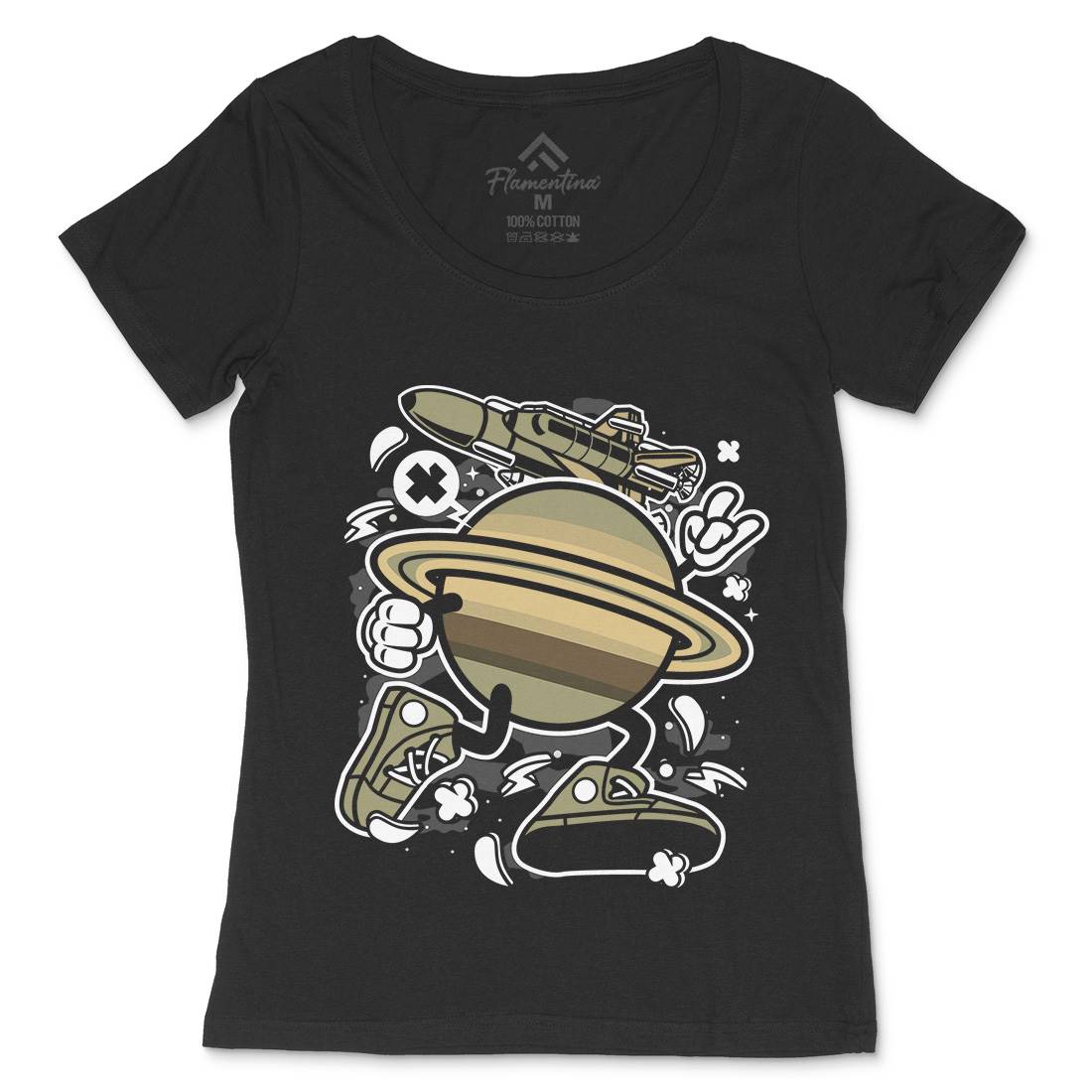 Saturn Womens Scoop Neck T-Shirt Space C223