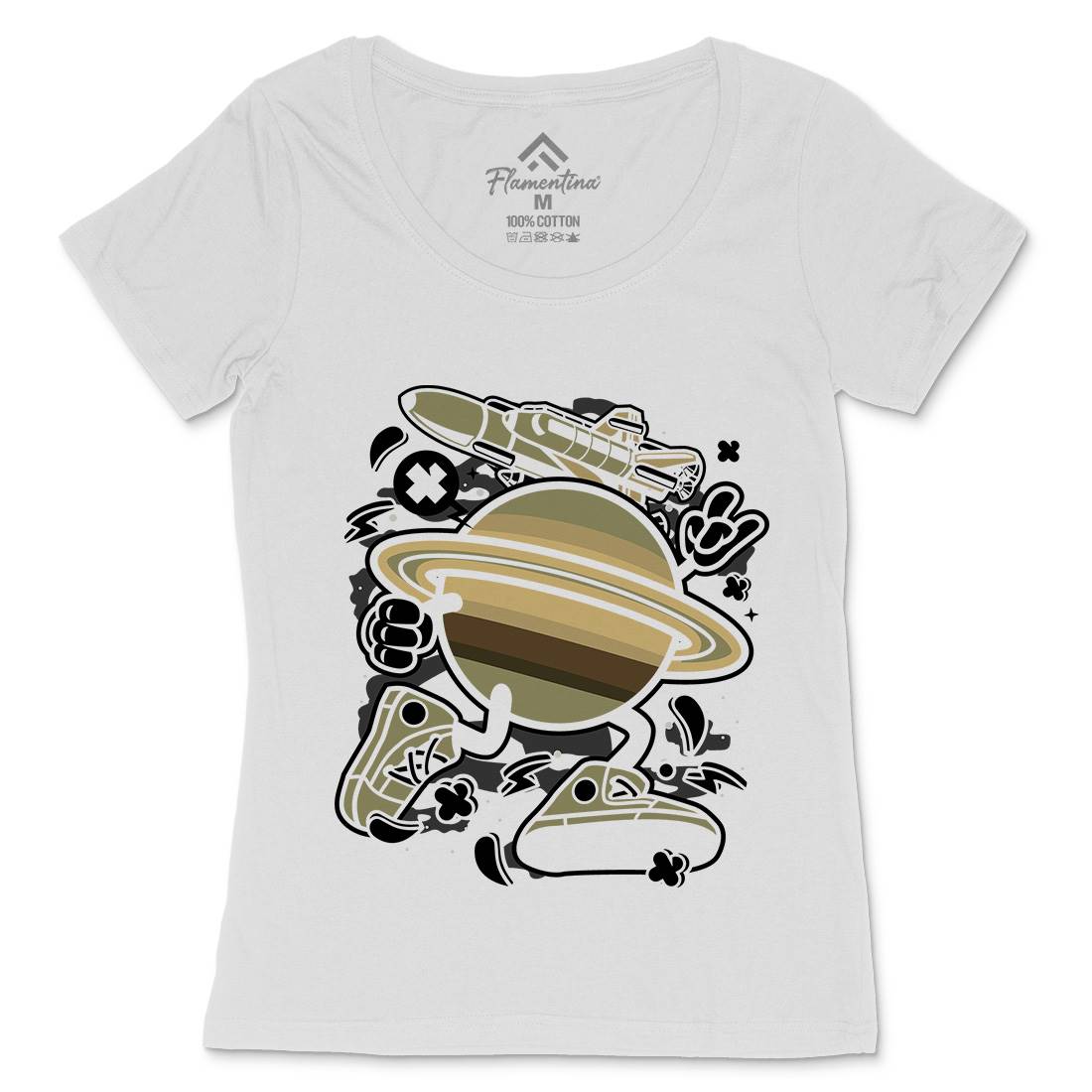 Saturn Womens Scoop Neck T-Shirt Space C223