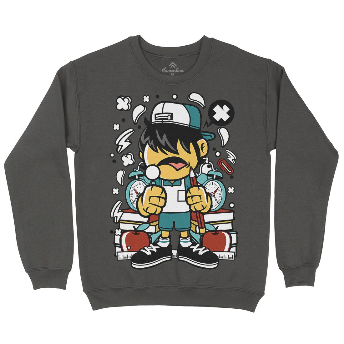 School Kid Kids Crew Neck Sweatshirt Retro C224