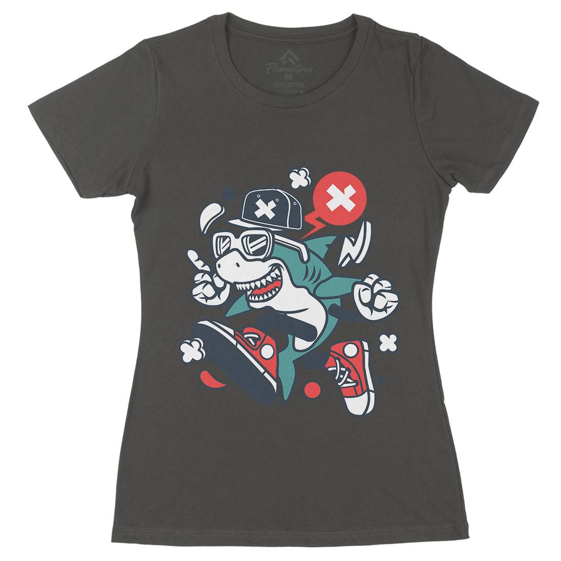 Shark Womens Organic Crew Neck T-Shirt Navy C226