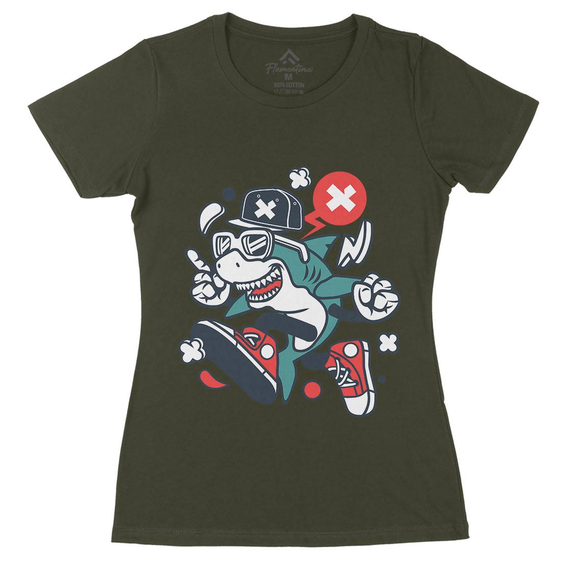 Shark Womens Organic Crew Neck T-Shirt Navy C226