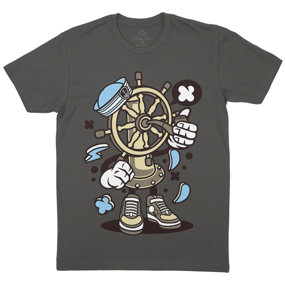 Ships Wheel Mens Organic Crew Neck T-Shirt Navy C228