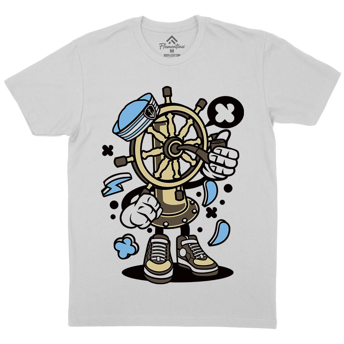 Ships Wheel Mens Crew Neck T-Shirt Navy C228