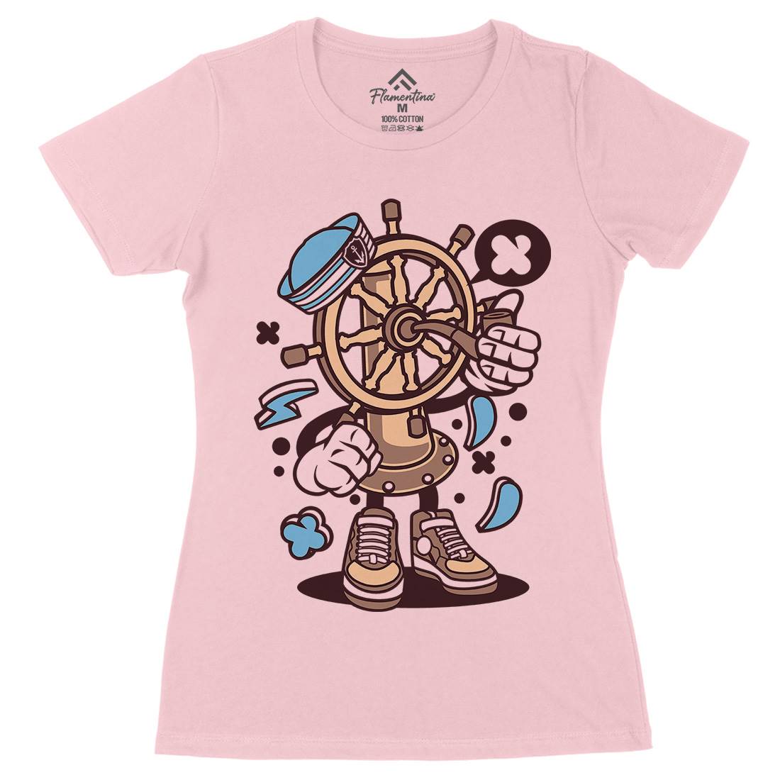 Ships Wheel Womens Organic Crew Neck T-Shirt Navy C228