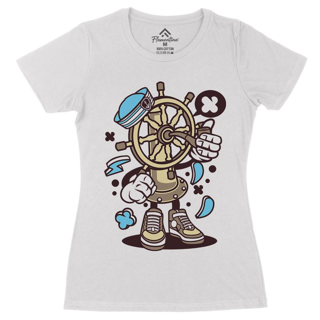 Ships Wheel Womens Organic Crew Neck T-Shirt Navy C228