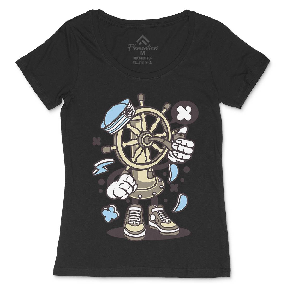 Ships Wheel Womens Scoop Neck T-Shirt Navy C228
