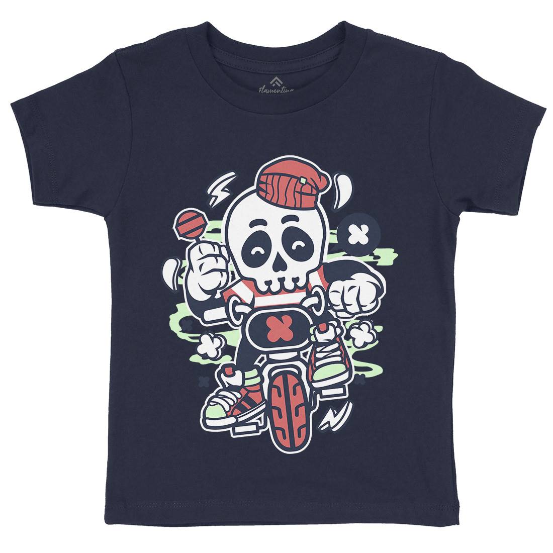 Skull Bike Kids Organic Crew Neck T-Shirt Bikes C229