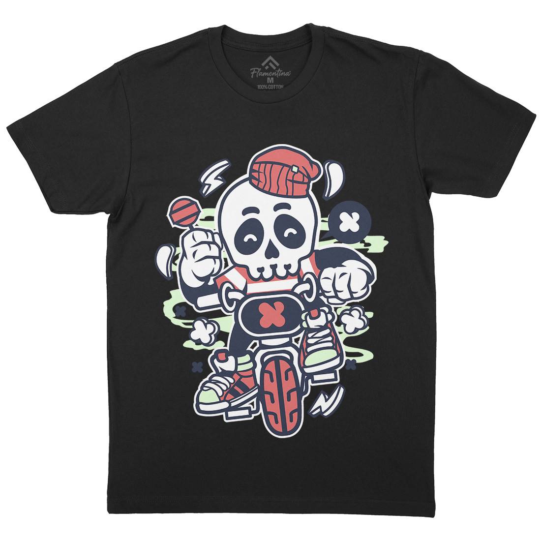 Skull Bike Mens Crew Neck T-Shirt Bikes C229