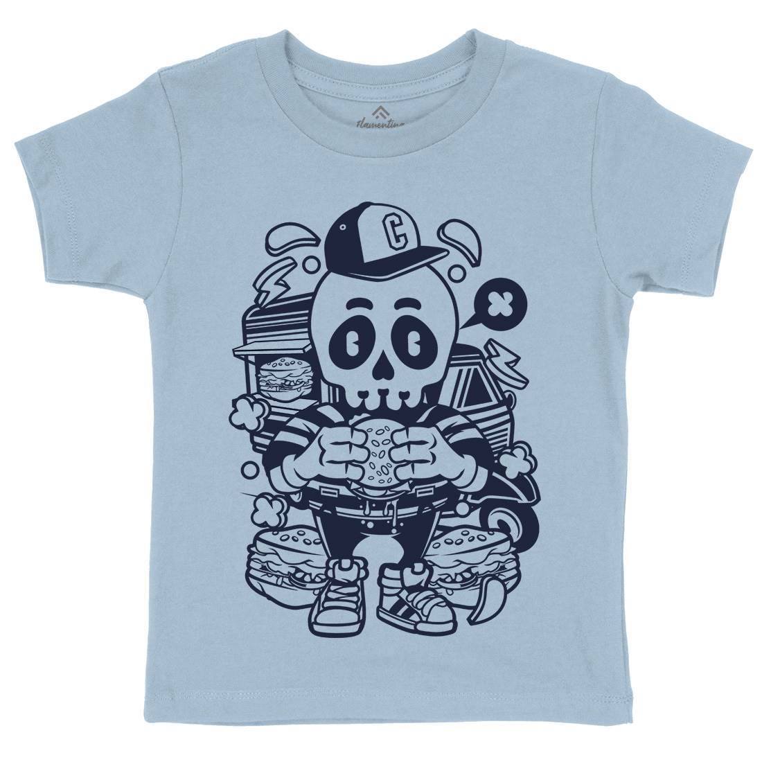 Skull Burger Kids Crew Neck T-Shirt Food C230