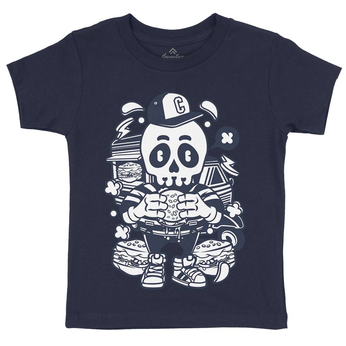 Skull Burger Kids Organic Crew Neck T-Shirt Food C230