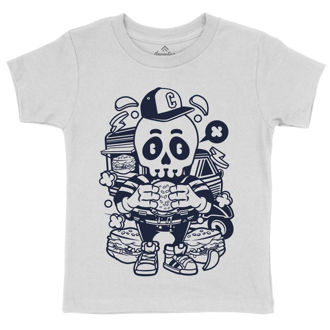 Skull Burger Kids Crew Neck T-Shirt Food C230