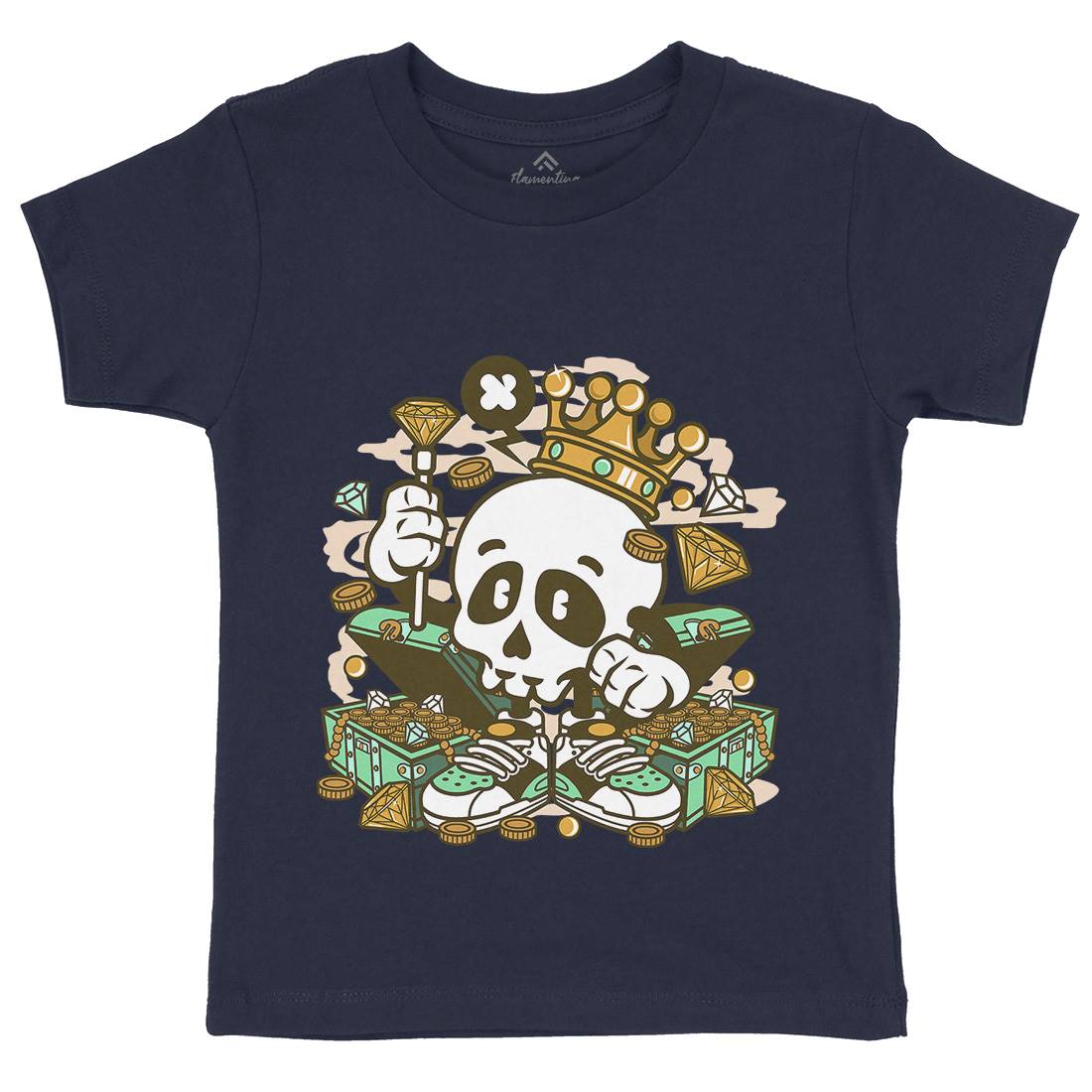 Skull Crown Kids Crew Neck T-Shirt Retro C231