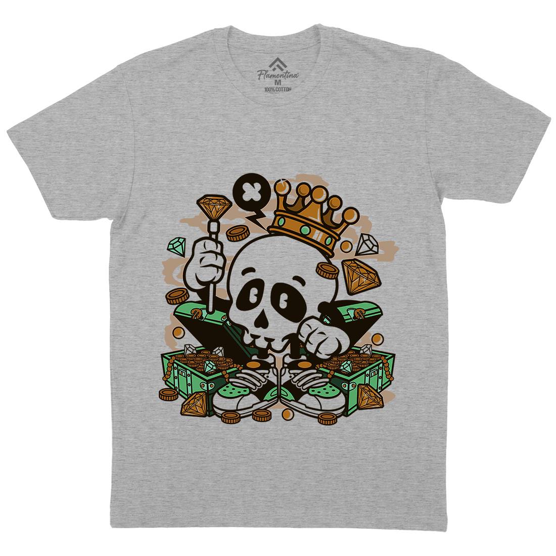 Skull Crown Mens Crew Neck T-Shirt Retro C231