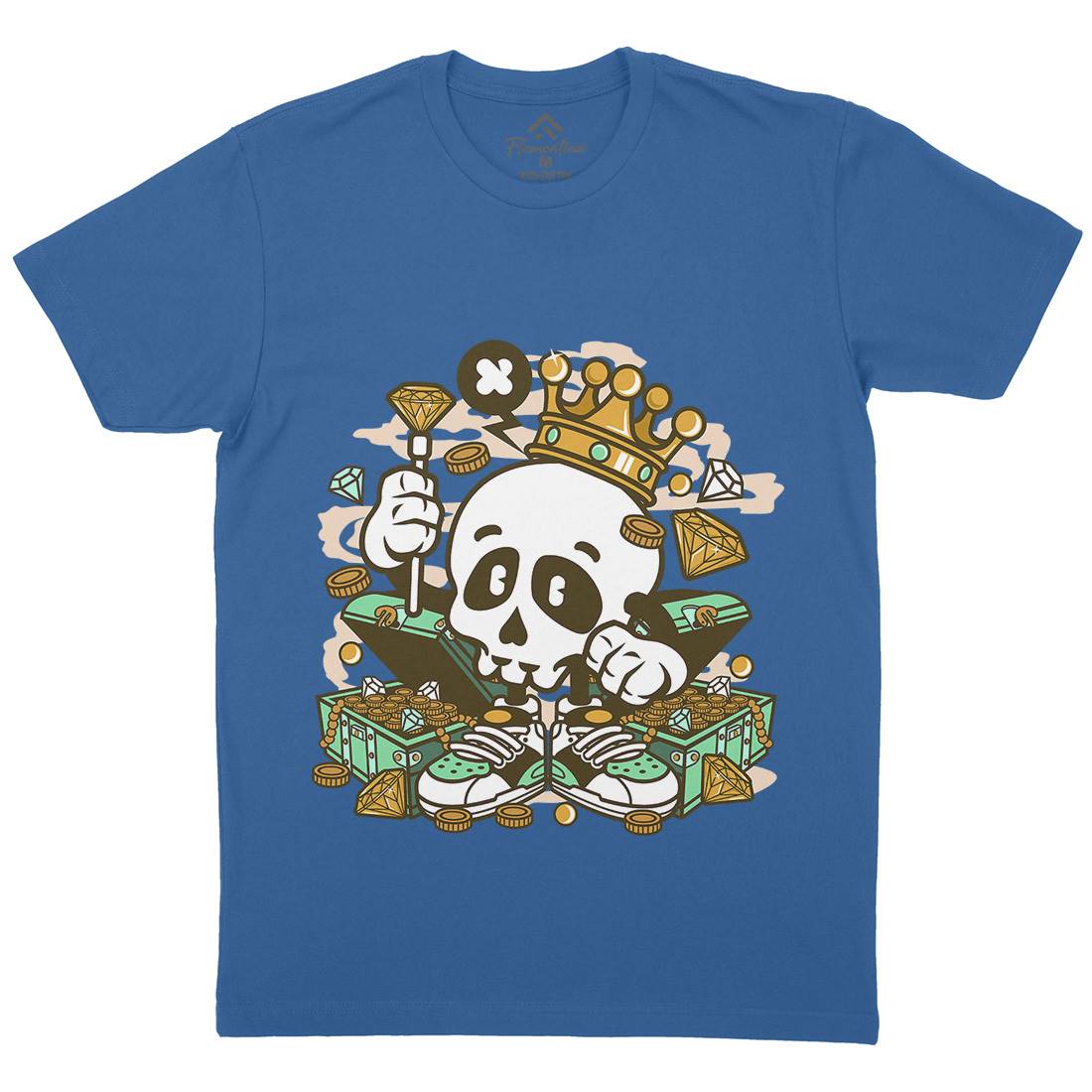 Skull Crown Mens Organic Crew Neck T-Shirt Retro C231