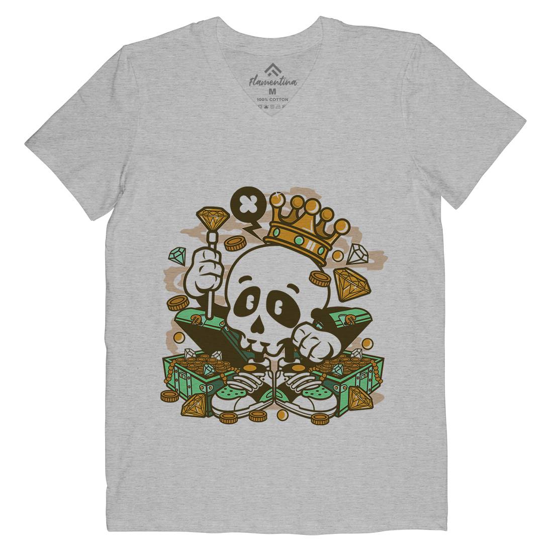 Skull Crown Mens V-Neck T-Shirt Retro C231
