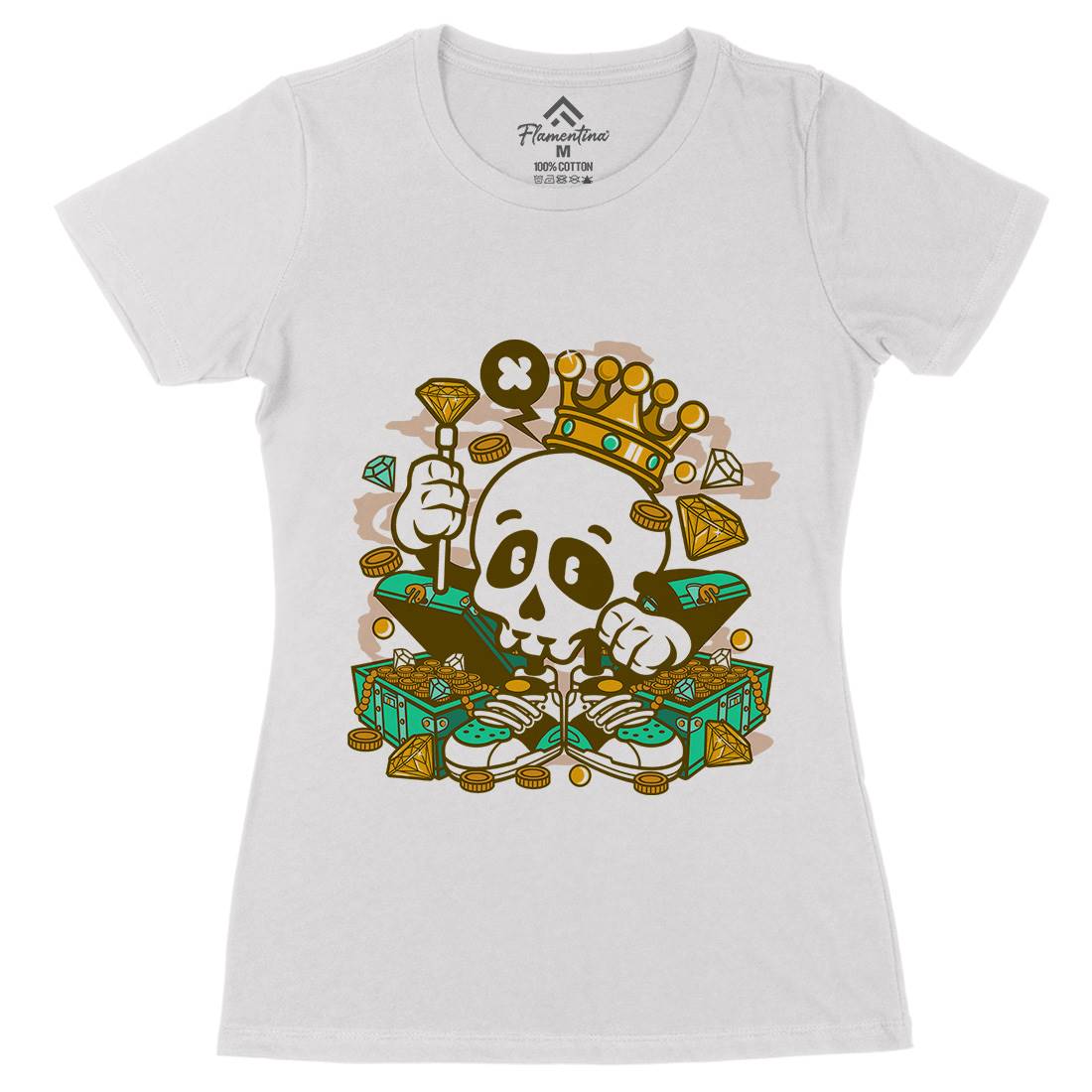Skull Crown Womens Organic Crew Neck T-Shirt Retro C231