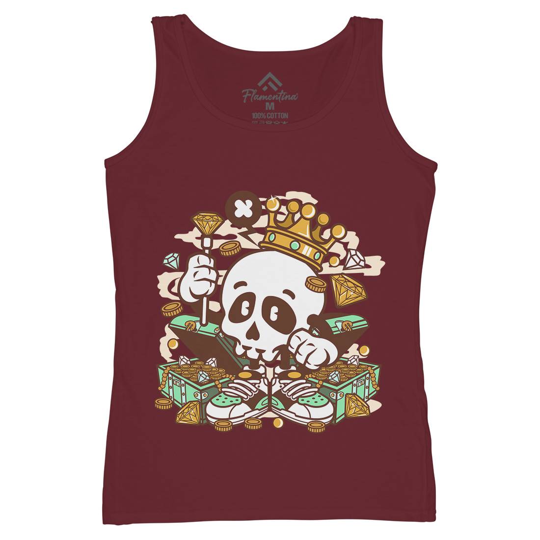 Skull Crown Womens Organic Tank Top Vest Retro C231