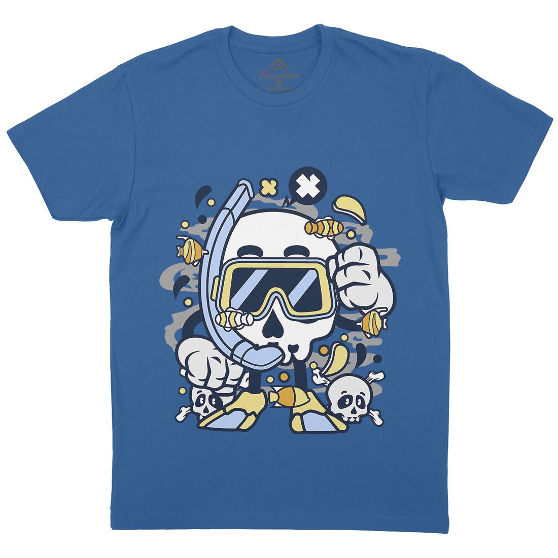 Skull Diver Mens Crew Neck T-Shirt Navy C232