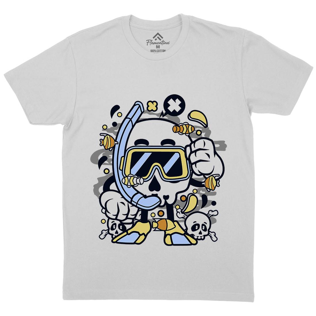 Skull Diver Mens Crew Neck T-Shirt Navy C232