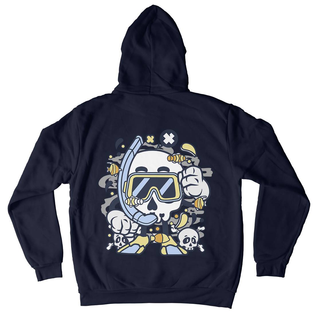 Skull Diver Mens Hoodie With Pocket Navy C232