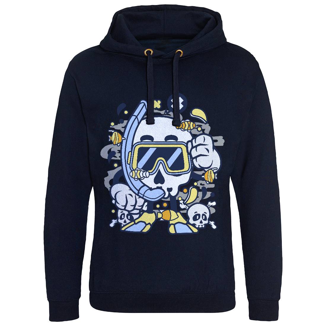 Skull Diver Mens Hoodie Without Pocket Navy C232