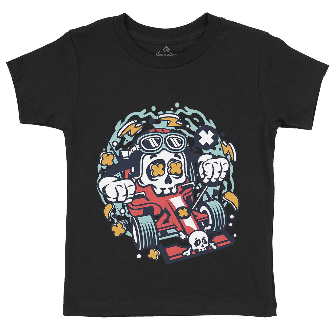Skull Formula Racer Kids Organic Crew Neck T-Shirt Sport C234