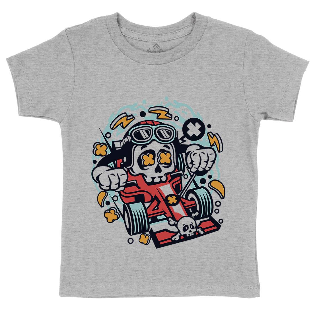 Skull Formula Racer Kids Crew Neck T-Shirt Sport C234